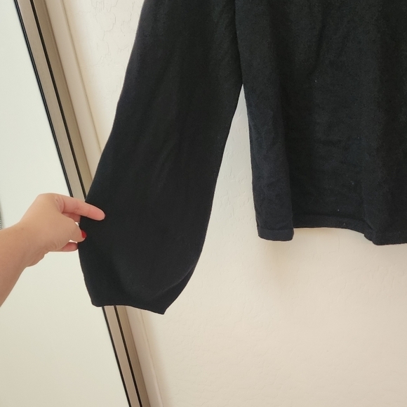 Vince Puff Sleeve Mock Neck Open Back Sweater Black v793883836 - Picture 5 of 7